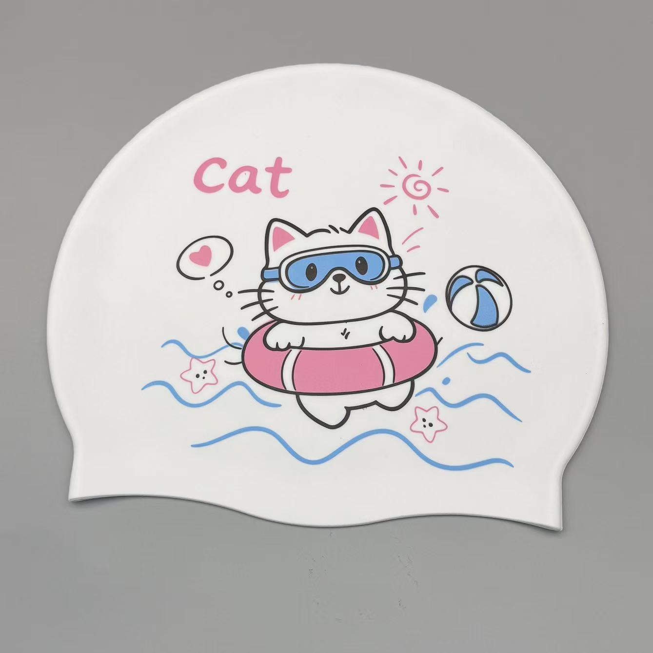 Swim Cap Silicone - Kadınlar için Sevimli Kedi Yavrusu Silikon