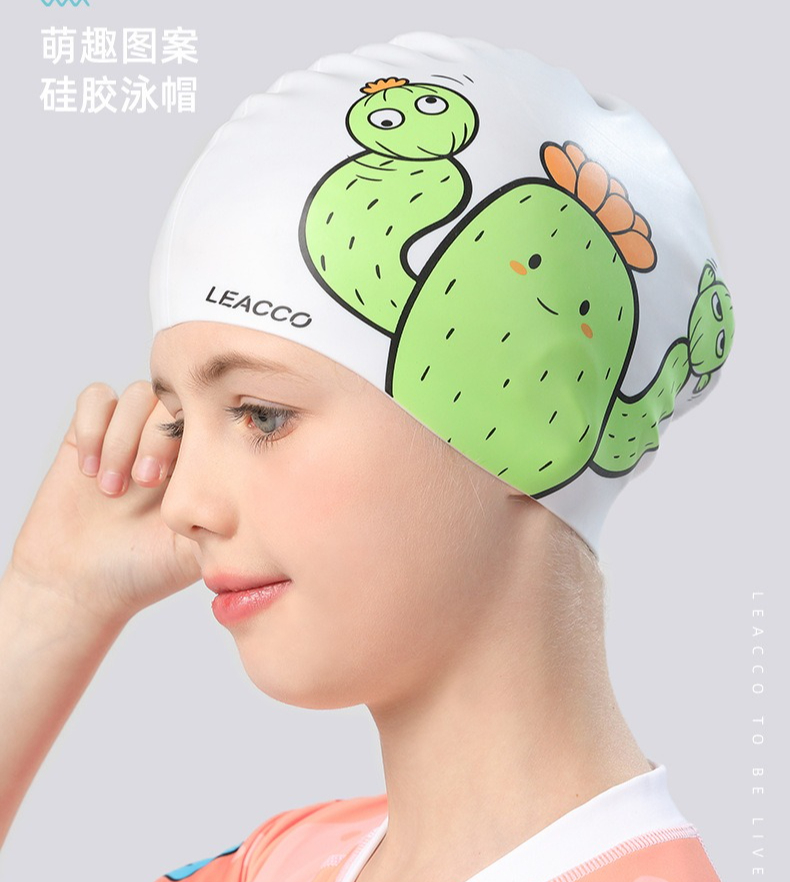 Swim Cap Silicone - Çocuklar için Su Geçirmez Silikon Bone,